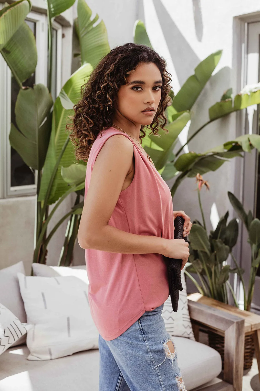 The Everyday Cupro Surplice Tank - Light Marsala sold by Veronica M product image thumbnail 5