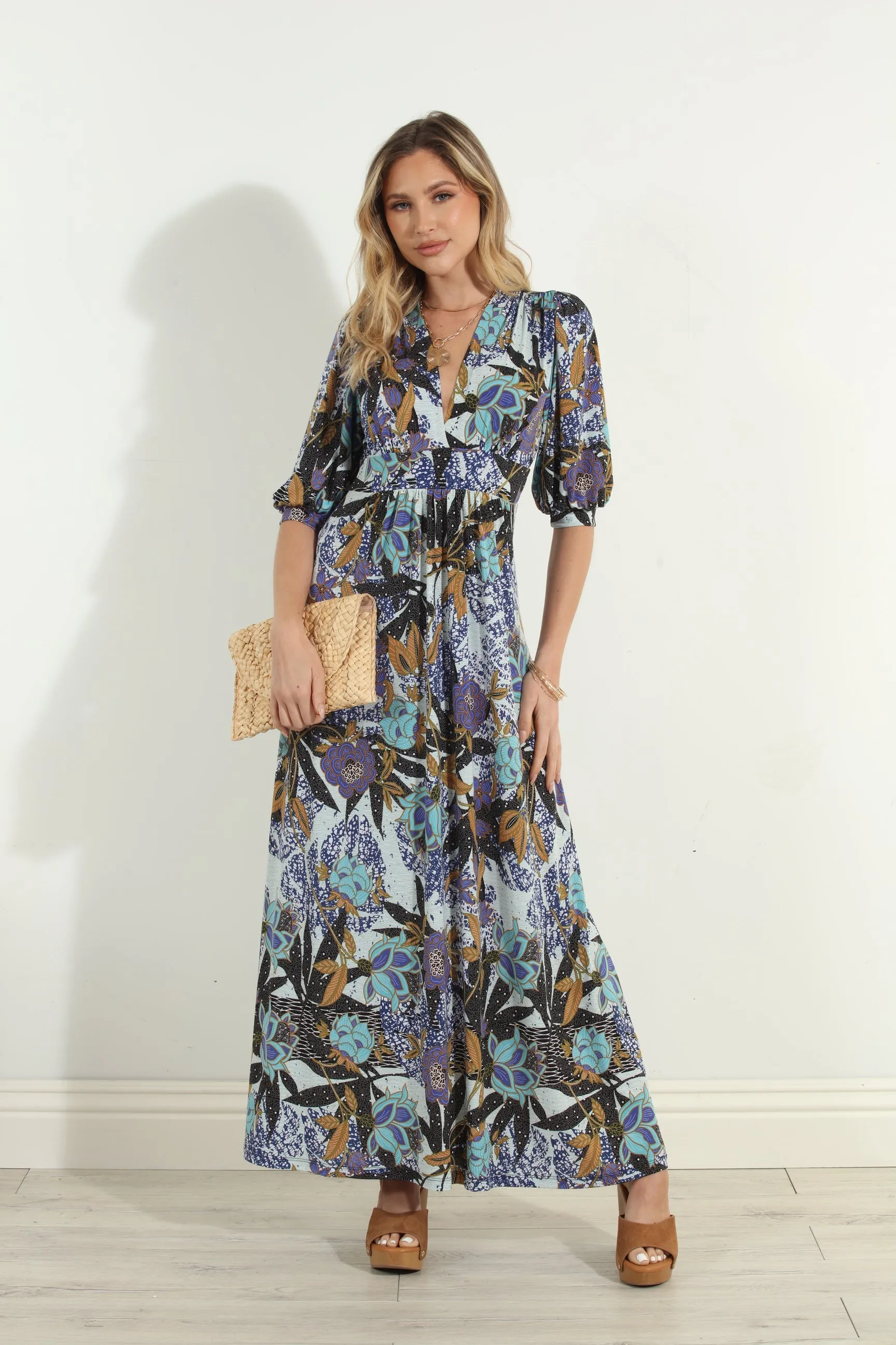 Stefano Stretch Puff Sleeve Maxi Dress-FINAL SALE sold by Veronica M