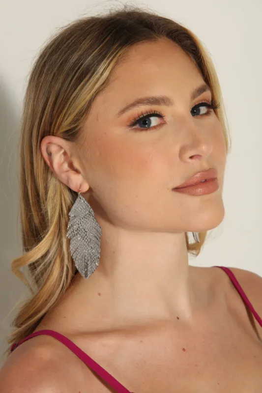 Metallic Silver Feather Earrings-FINAL SALE sold by Veronica M