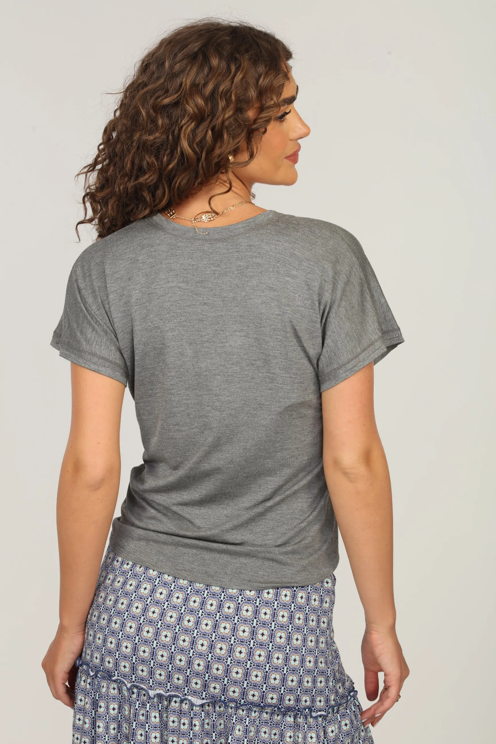 Dark Heather Grey Tee with Front Tie sold by Veronica M product image thumbnail 5