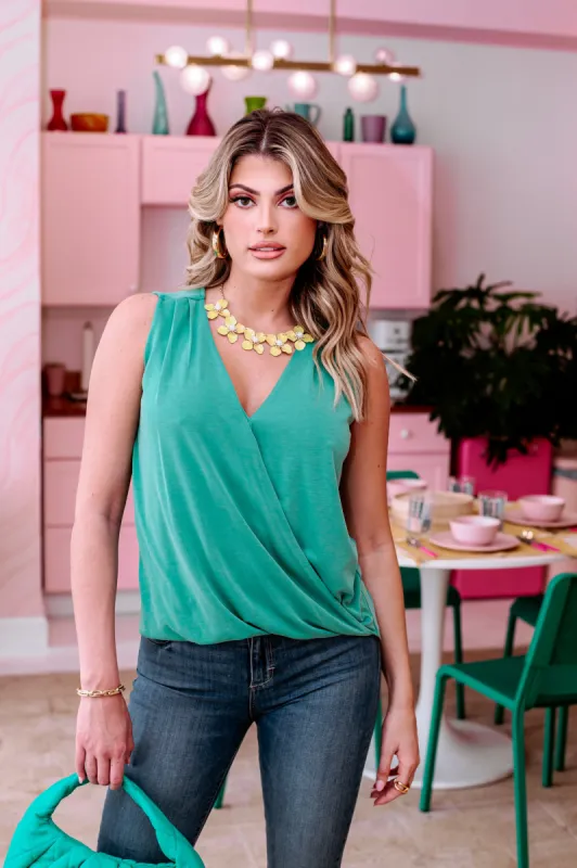 The Everyday Cupro Surplice Tank-Kelly- BEST SELLER sold by Veronica M