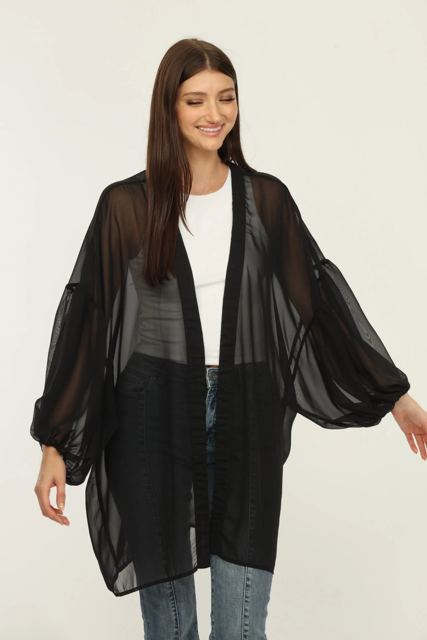 Black Chiffon Kimono-BEST SELLER sold by Veronica M product image thumbnail 2