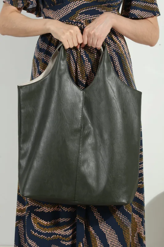 Olive Faux Leather Shoulder Tote-FINAL SALE sold by Veronica M