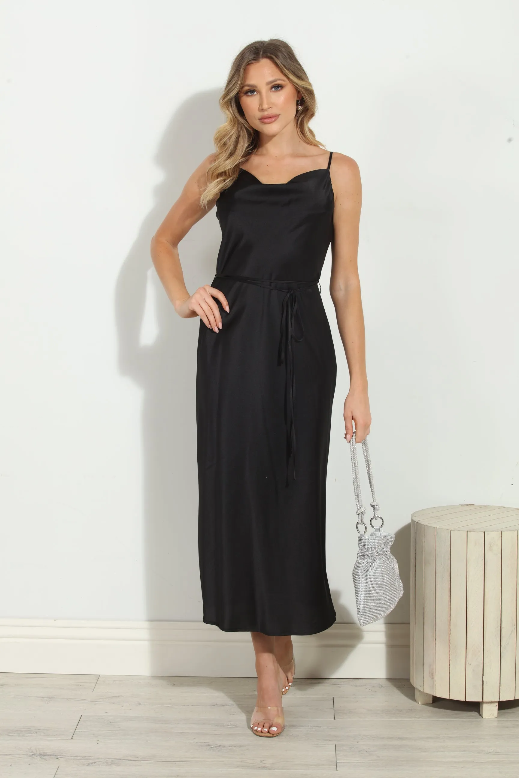 Black Satin Bias Midi Dress-FINAL SALE sold by Veronica M product image thumbnail 5