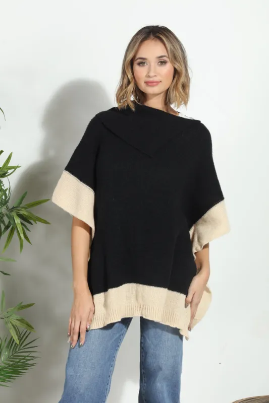 Black and Cream Throw on Poncho-FINAL SALE sold by Veronica M