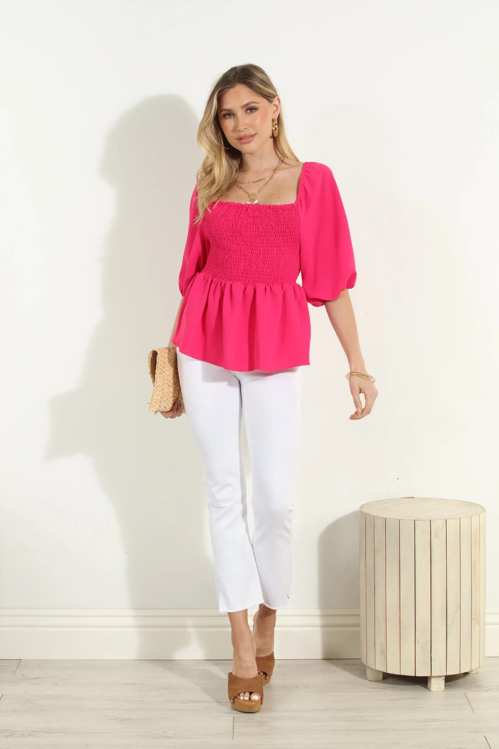 Fuchsia Airflow Smocked Blouse-FINAL SALE sold by Veronica M product image thumbnail 4