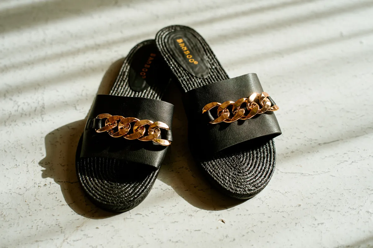 Black Sandals with Chain Link Detailing - FINAL SALE sold by Veronica M