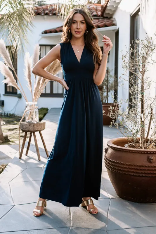 Navy Stretch V-Neck Maxi Dress - BEST SELLER sold by Veronica M