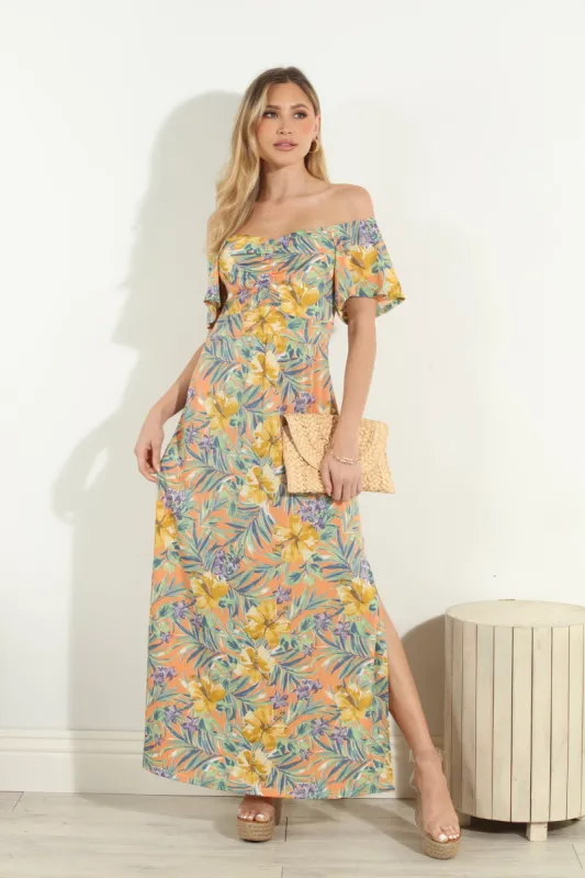 Maui Stretch Off the Shoulder Maxi Dress-FINAL SALE sold by Veronica M