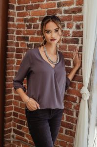 Charcoal Surplice Blouse-BEST SELLER sold by Veronica M