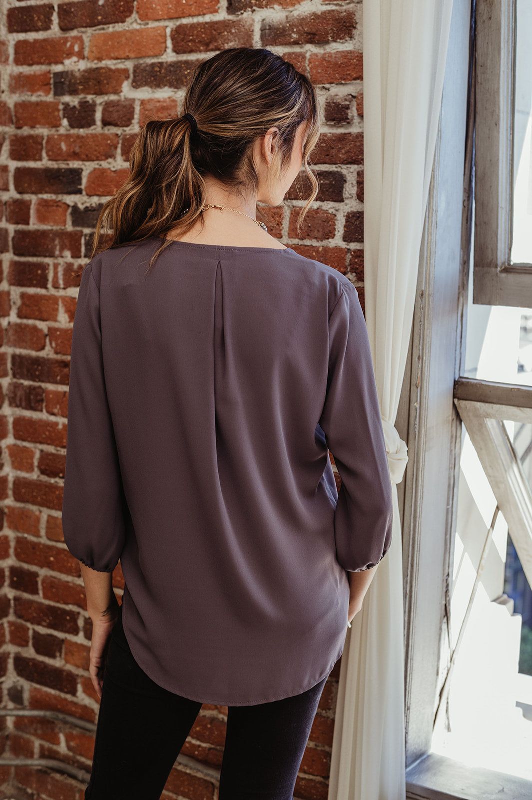 Charcoal Surplice Blouse-BEST SELLER sold by Veronica M product image thumbnail 2