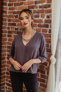 Charcoal Surplice Blouse-BEST SELLER sold by Veronica M