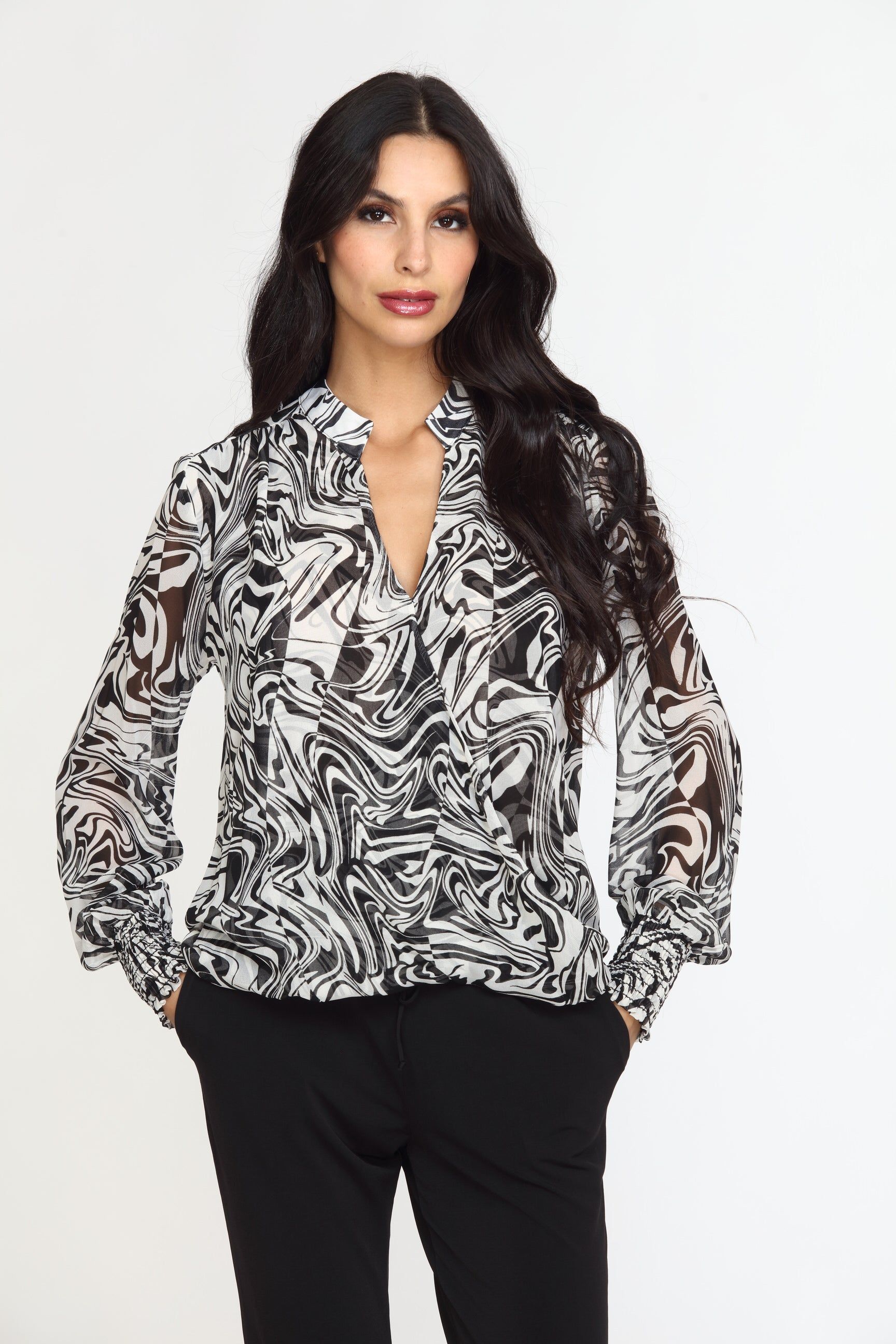 Foley Chiffon Surplice Smocked Top-FINAL SALE sold by Veronica M