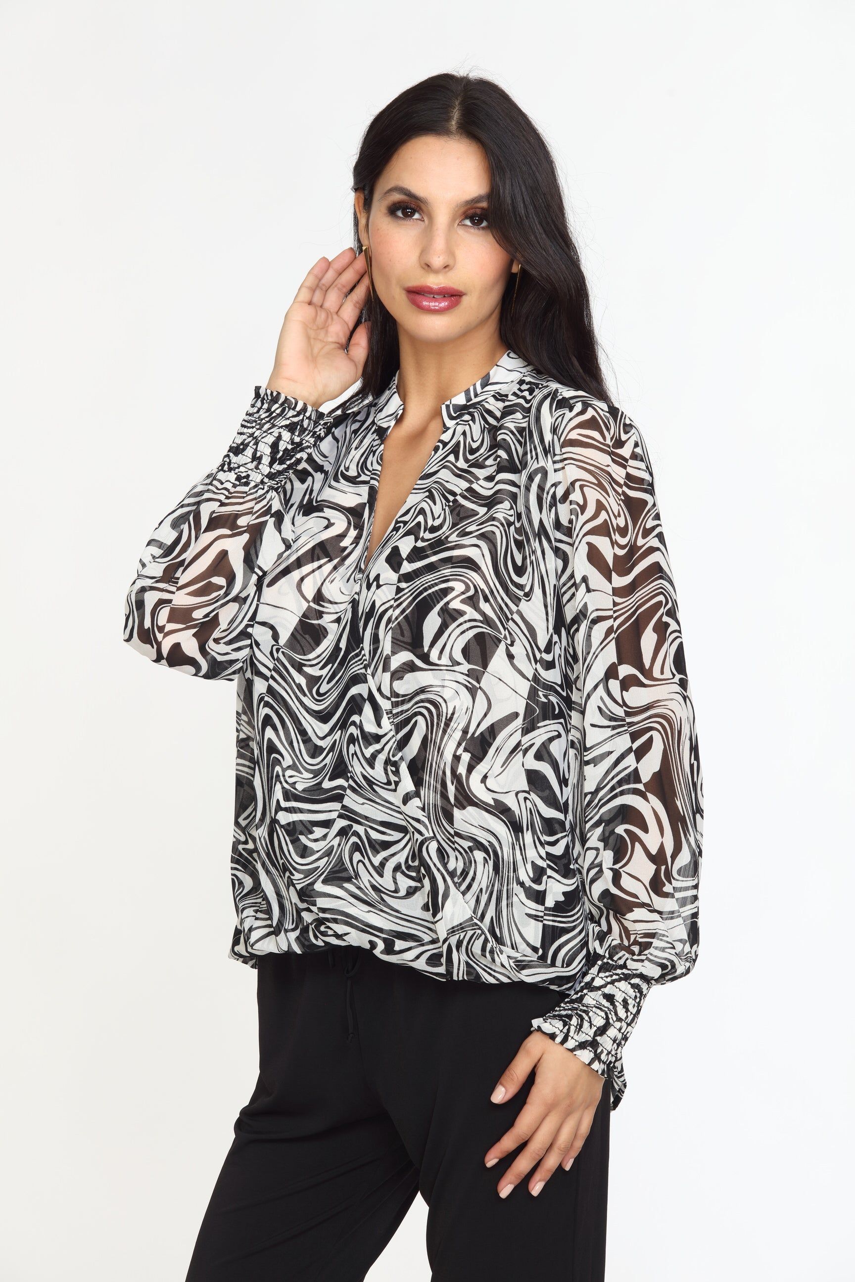 Foley Chiffon Surplice Smocked Top-FINAL SALE sold by Veronica M product image thumbnail 4