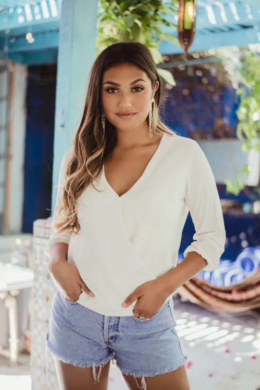 Buff Surplice Blouse-BEST SELLER sold by Veronica M