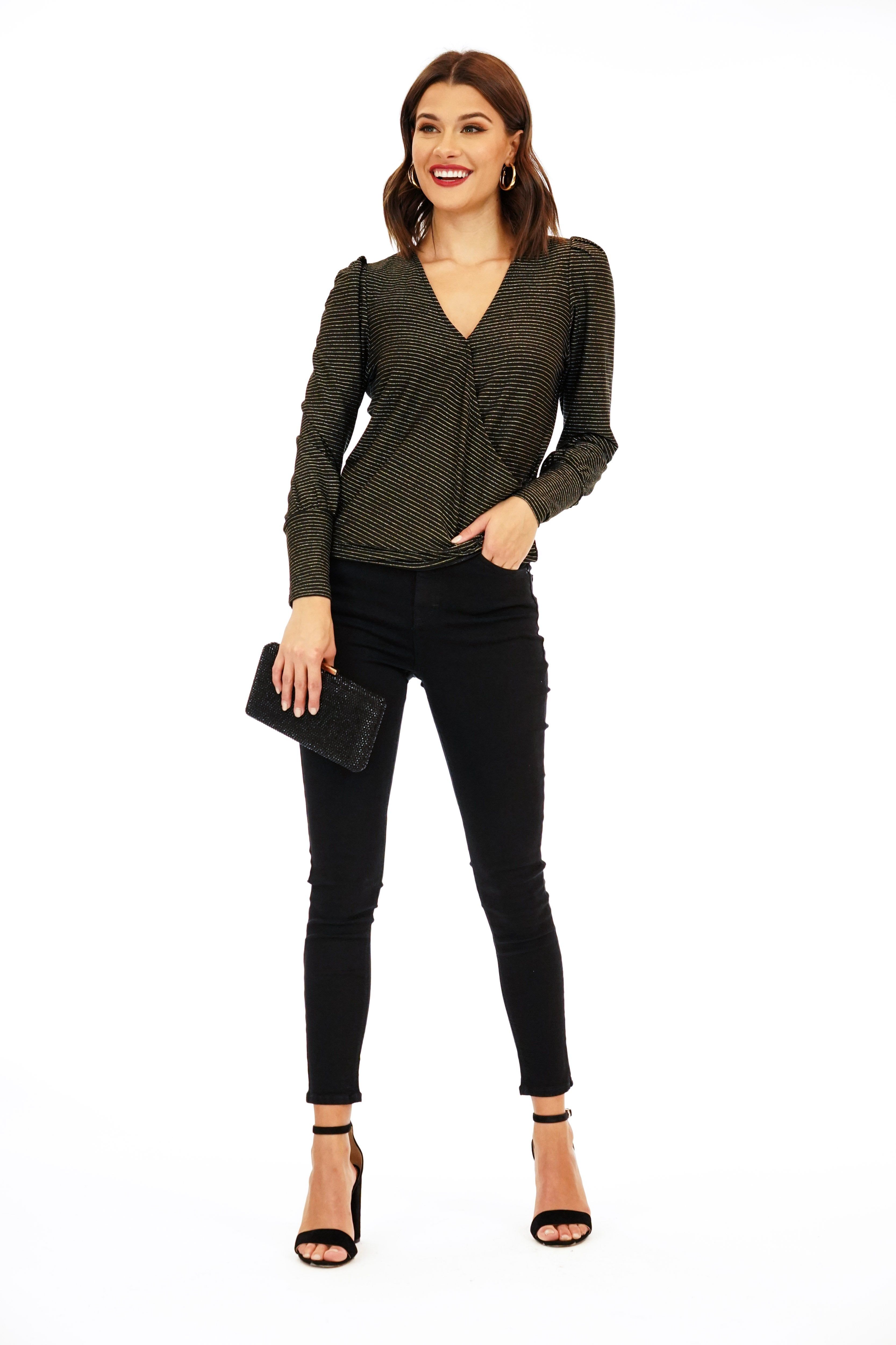 Gold Stripe Puff Sleeve Top - FINAL SALE sold by Veronica M product image thumbnail 3