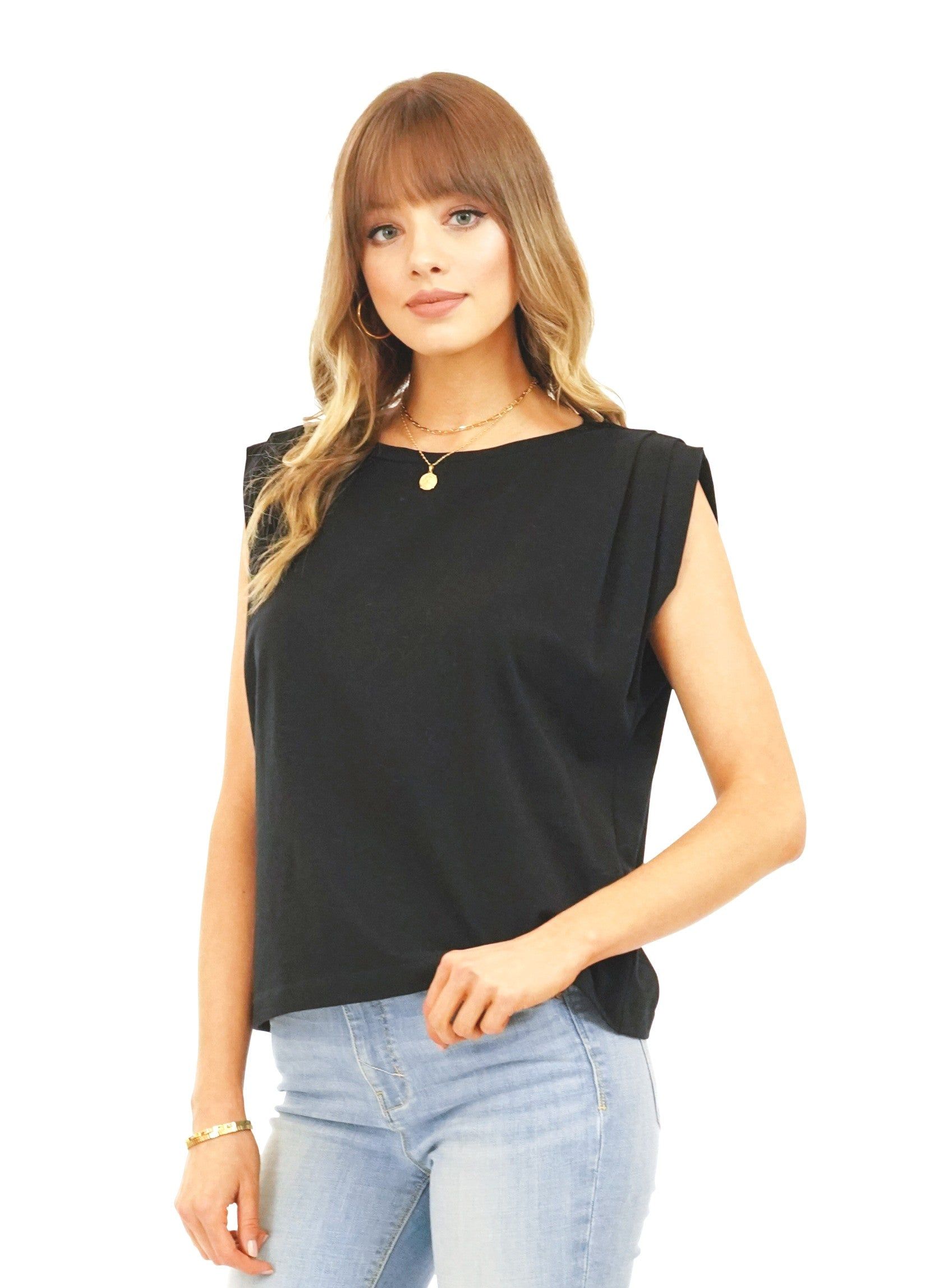 Black Cotton Pleated T shirt - FINAL SALE sold by Veronica M