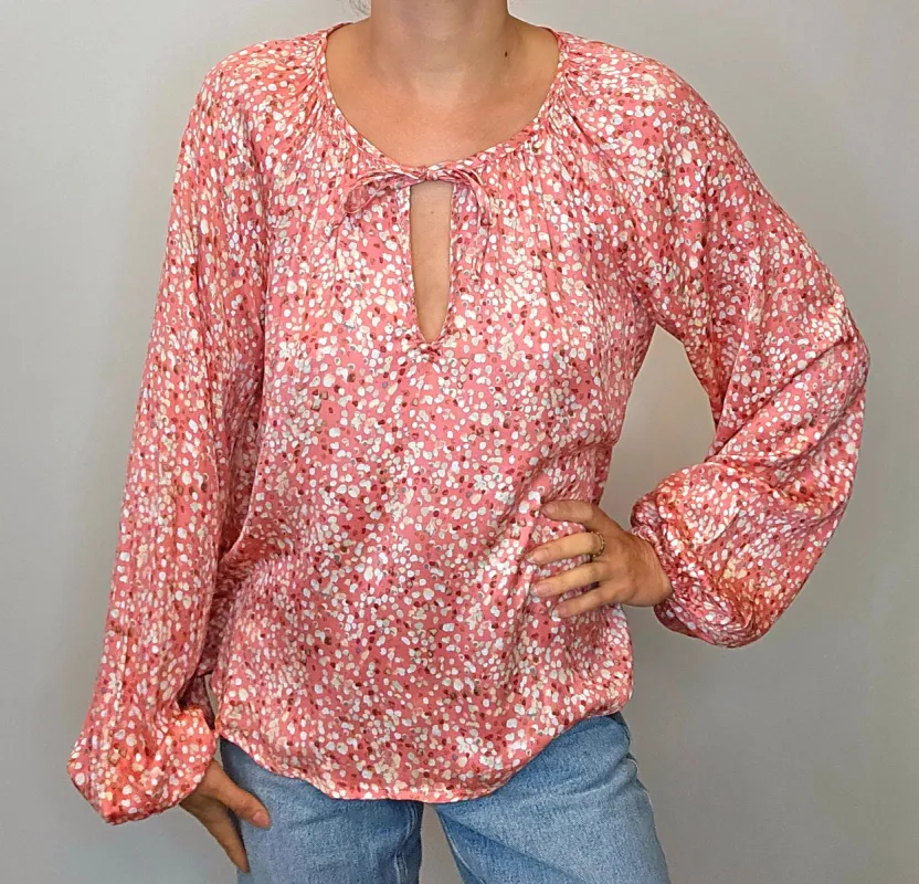 Pink printed rayon blouse -FINAL SALE sold by Veronica M