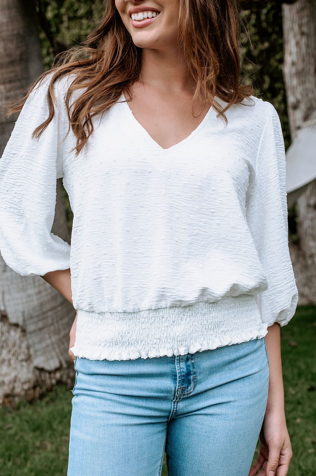 White Airflow V-Neck Top-FINAL SALE sold by Veronica M product image thumbnail 3