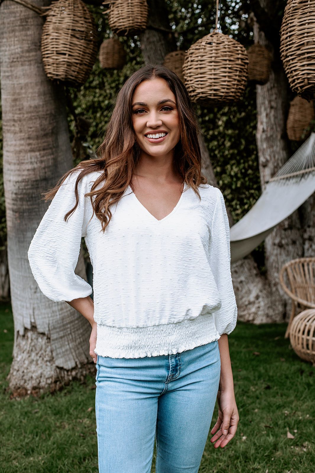 White Airflow V-Neck Top-FINAL SALE sold by Veronica M