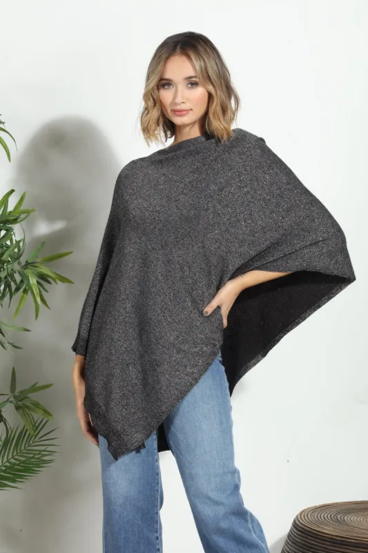 Charcoal With Metallic Throw On Poncho-FINAL SALE sold by Veronica M
