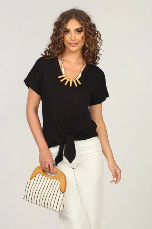 Black Tee with Front Tie-BEST SELLER sold by Veronica M