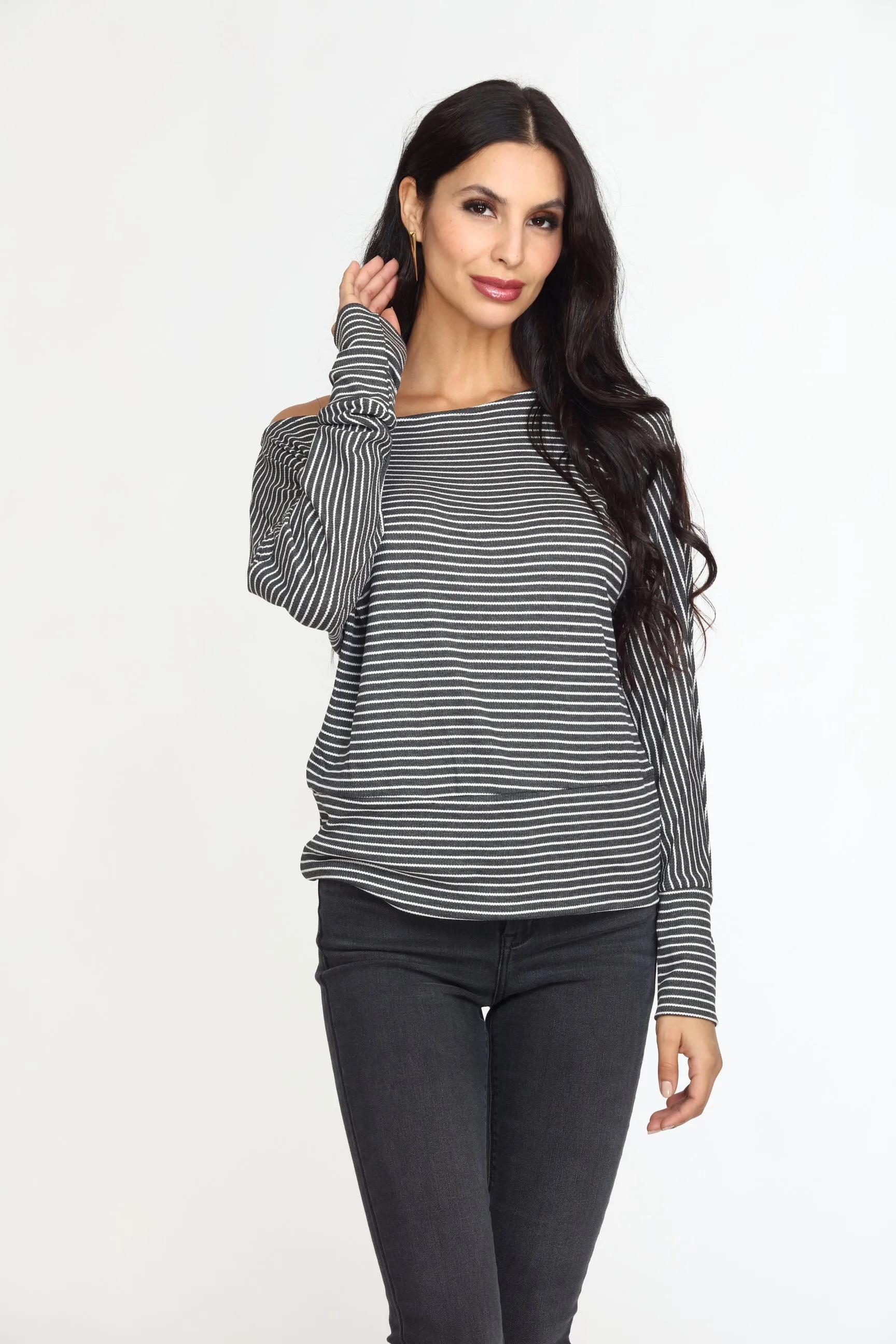 Grey and White Dolman Top-FINAL SALE sold by Veronica M product image thumbnail 4