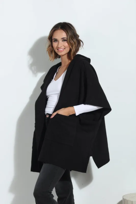 Black Cozy Hooded Poncho-FINAL SALE sold by Veronica M