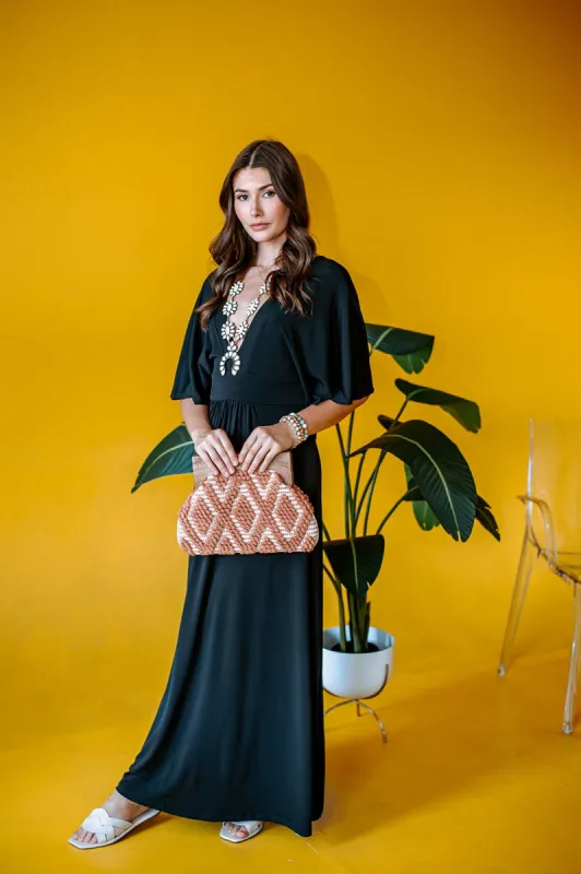 Black Stretch Kimono Sleeve Maxi Dress - FINAL SALE sold by Veronica M