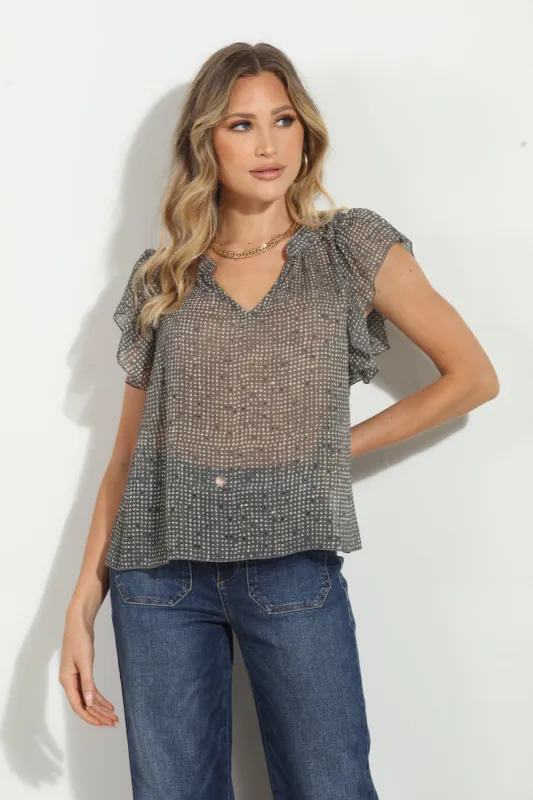 Dayna Chiffon Split Neck Top-FINAL SALE sold by Veronica M