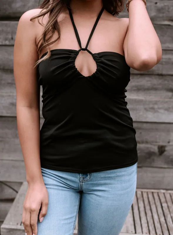 Black Stretch Halter Top - FINAL SALE sold by Veronica M