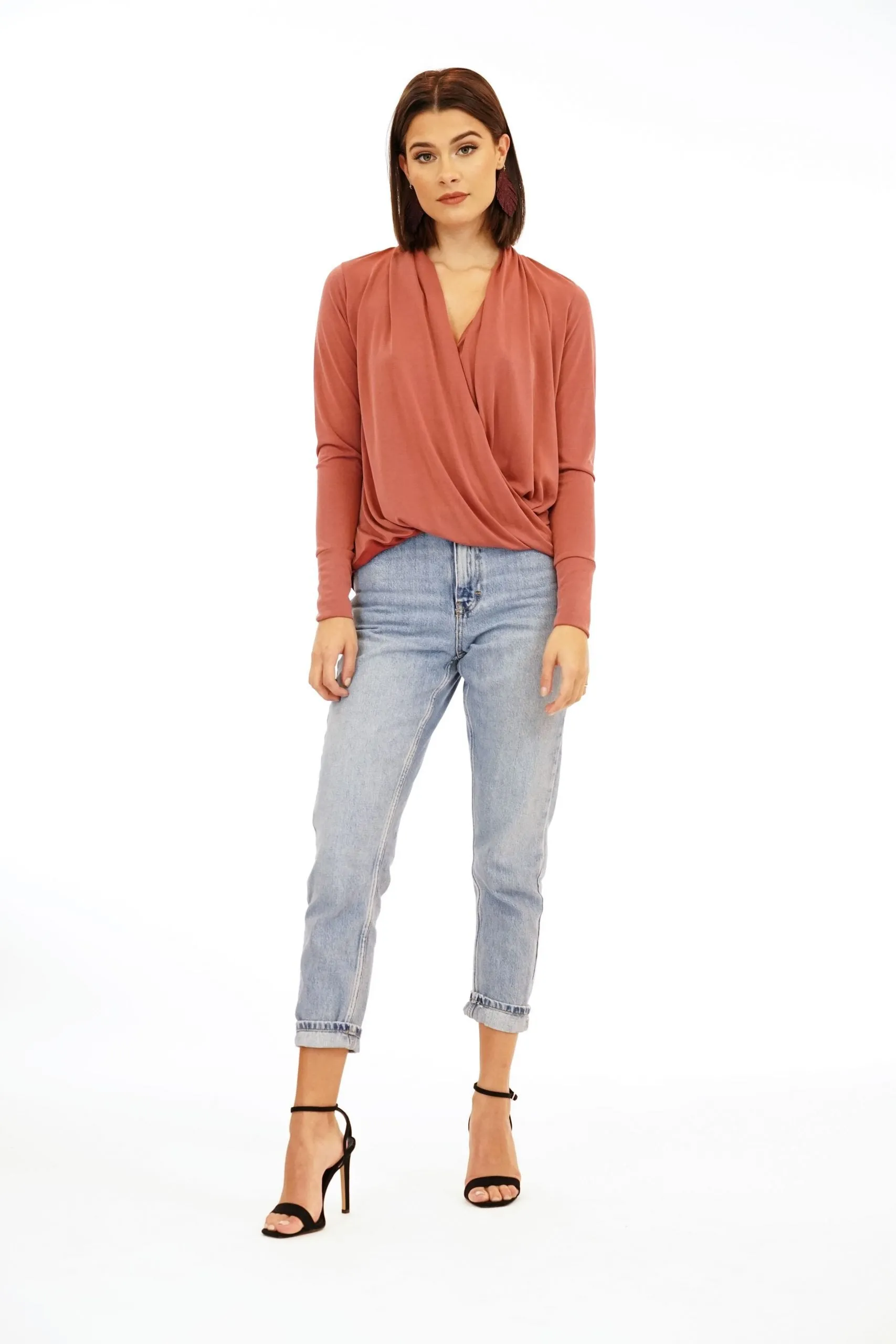 Marsala Cupro Draped Surplice Top-BEST SELLER sold by Veronica M product image thumbnail 3