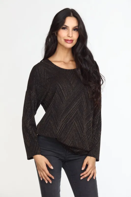 Gold Geo Sparkle Open Back Dolman Top-FINAL SALE sold by Veronica M