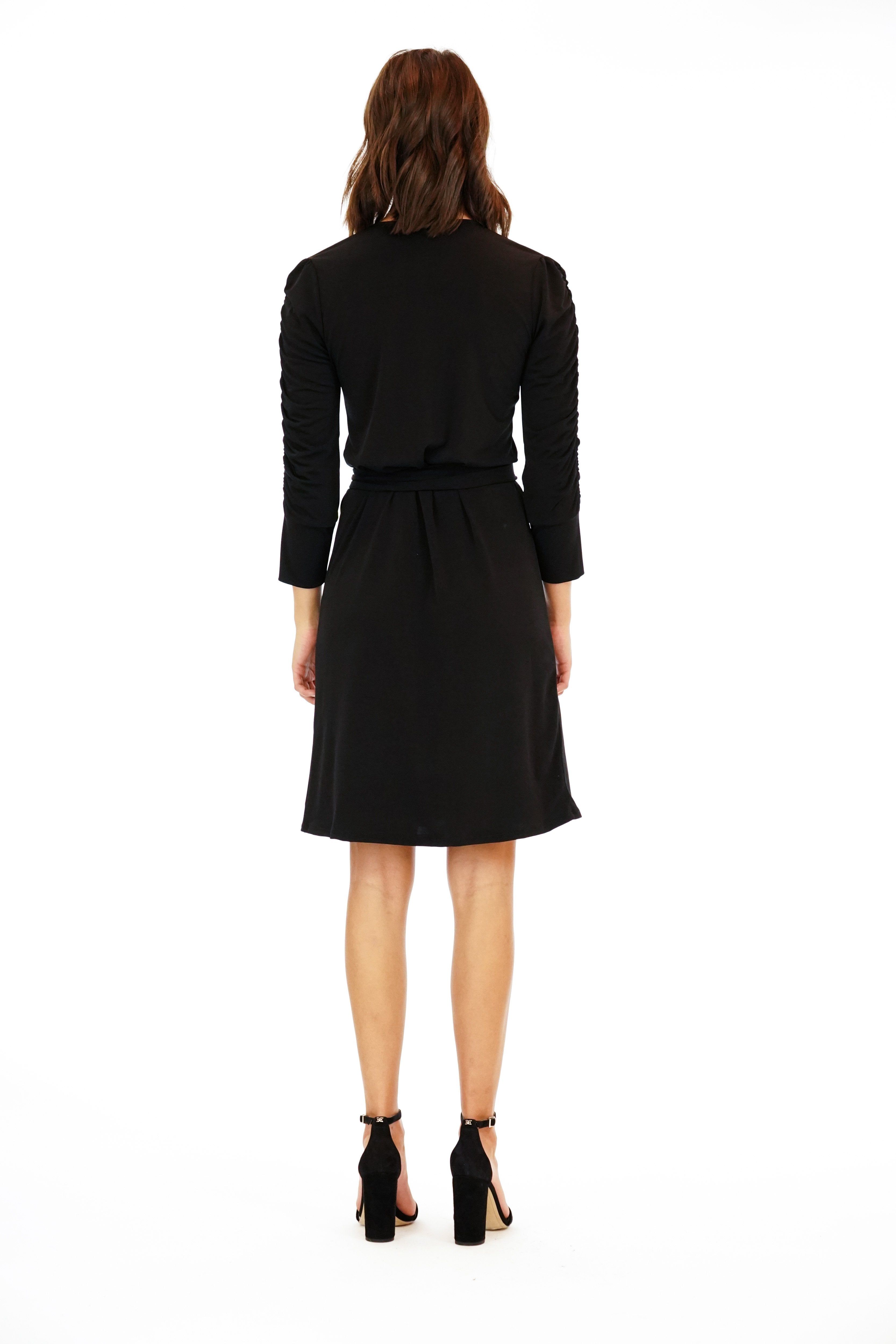 Black Wrap Dress with Ruching sold by Veronica M product image thumbnail 3