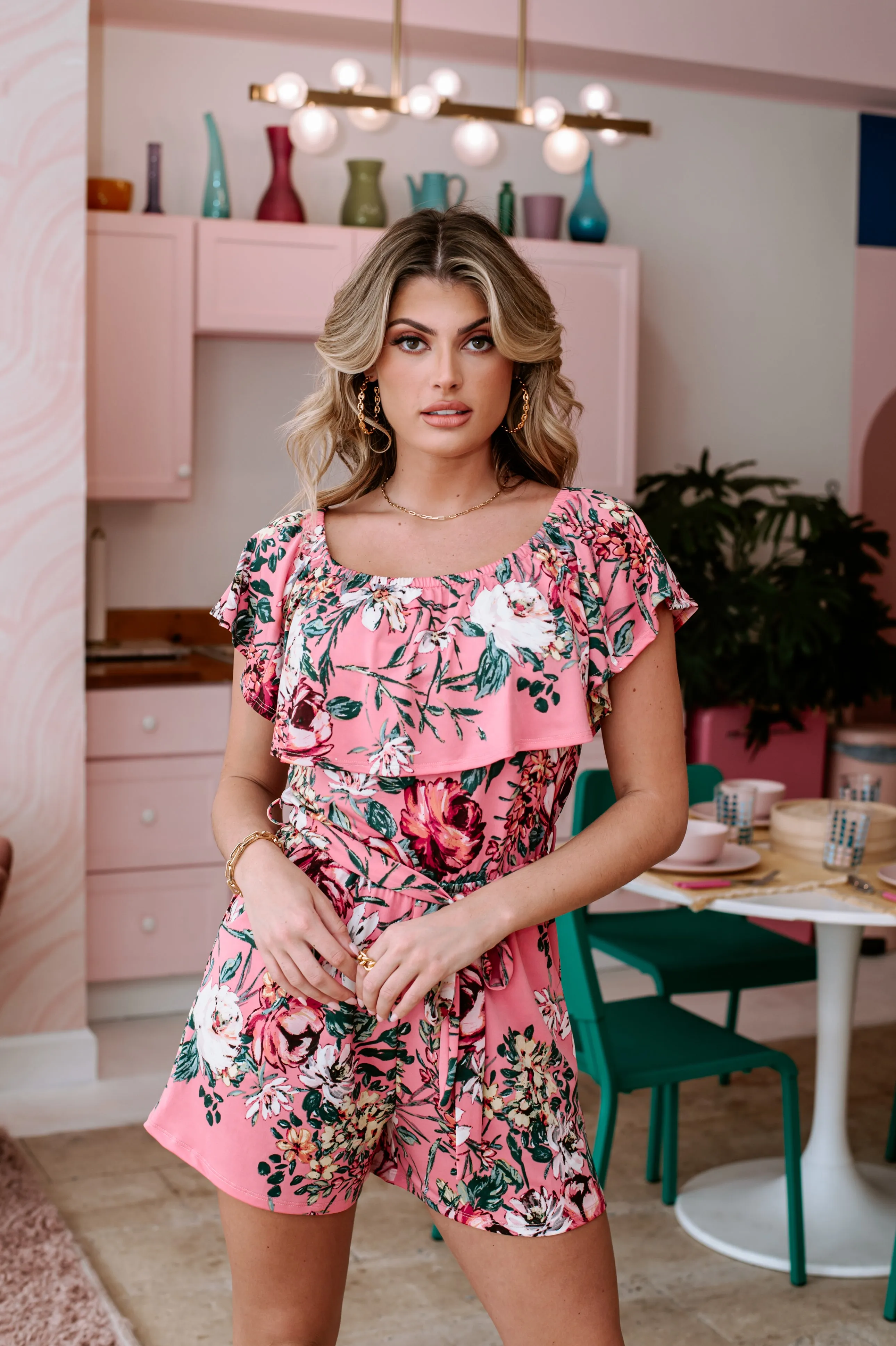 Rosie Off the Shoulder Stretch Romper-FINAL SALE sold by Veronica M product image thumbnail 4