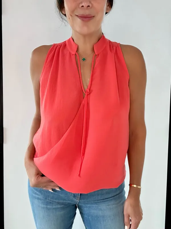Tangerine Chiffon Surplice Top with Tie-FINAL SALE sold by Veronica M