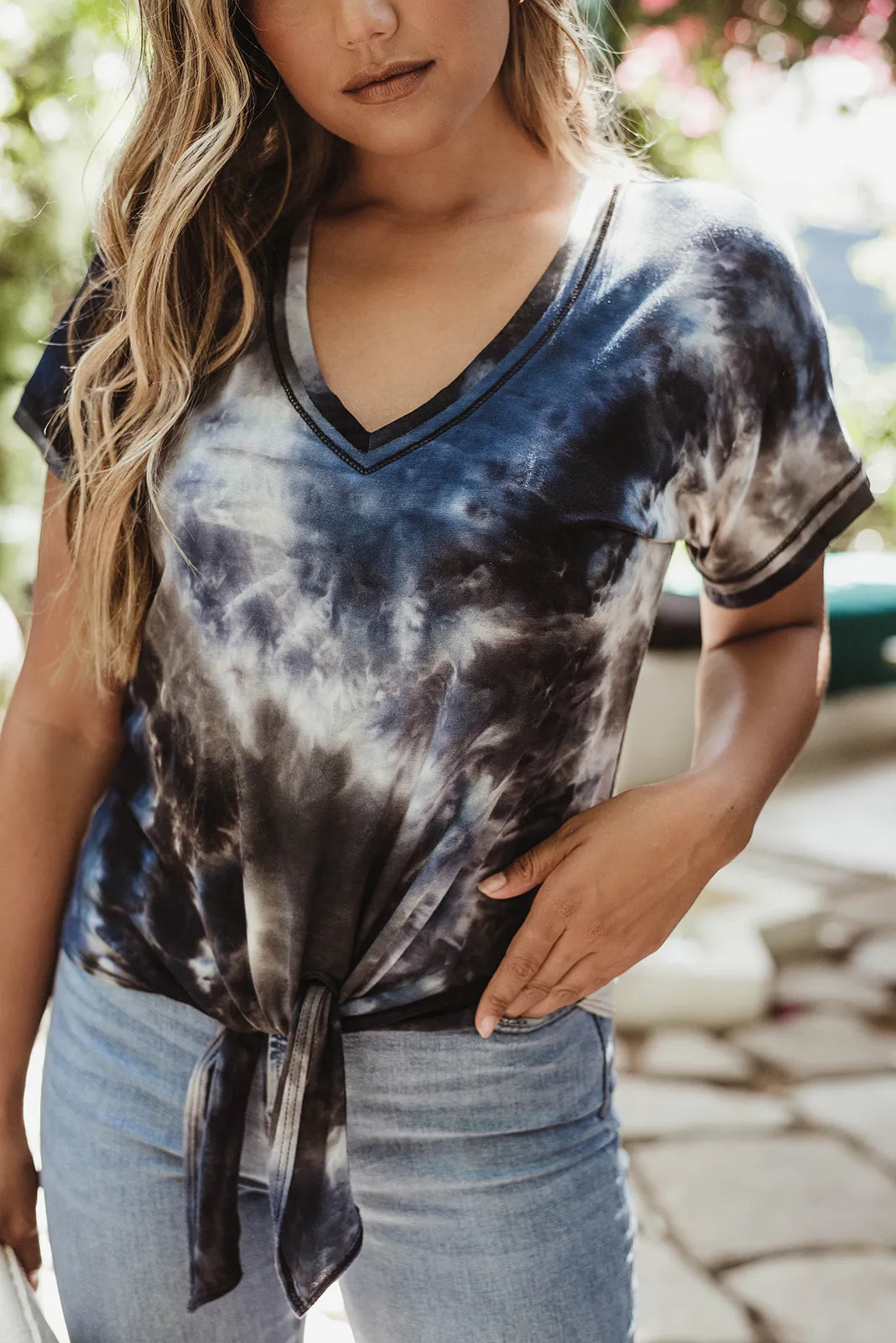 Storm Tie-Dye Tee with Front Tie-FINAL SALE sold by Veronica M