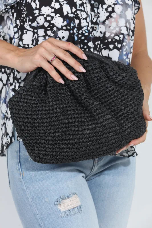 Summer Straw Clutch-Black-FINAL SALE sold by Veronica M