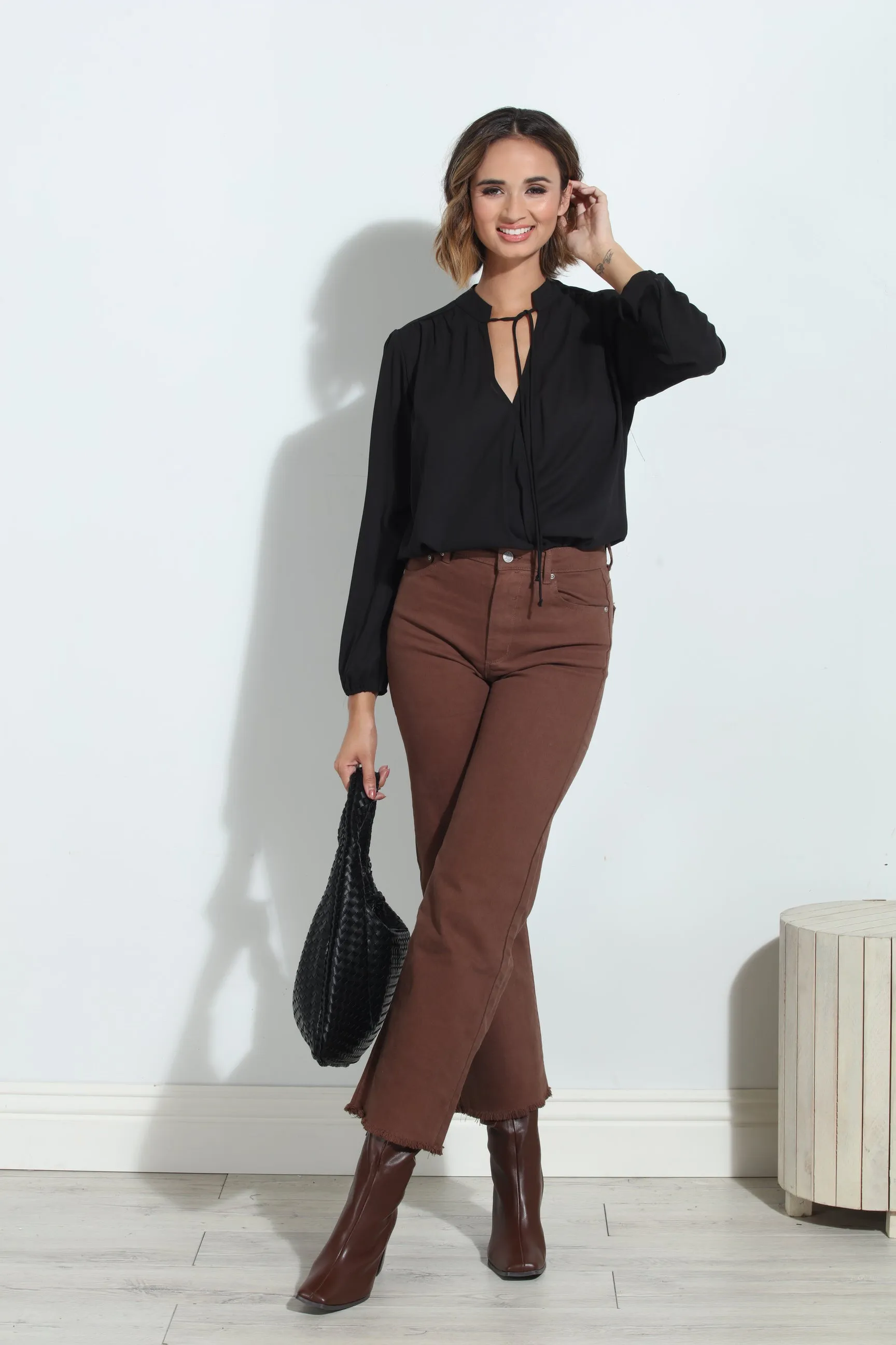 Black Split-Neck Blouse - BEST SELLER sold by Veronica M product image thumbnail 4