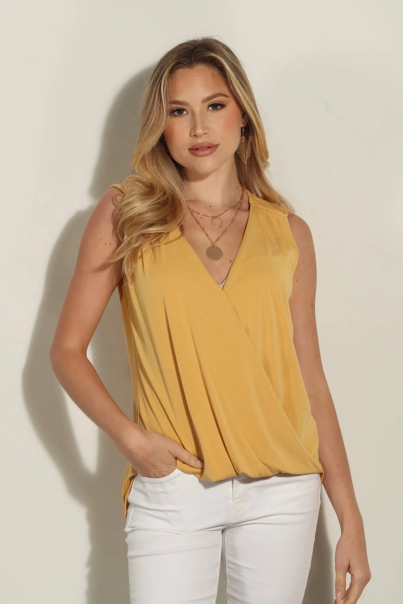 The Everyday Cupro Surplice Tank Turmeric -BEST SELLER sold by Veronica M