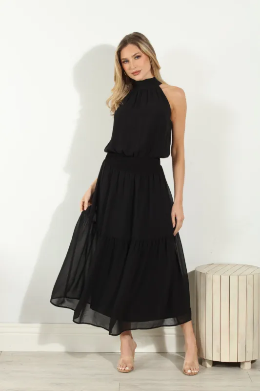 Black Chiffon Halter Maxi-BEST SELLER sold by Veronica M