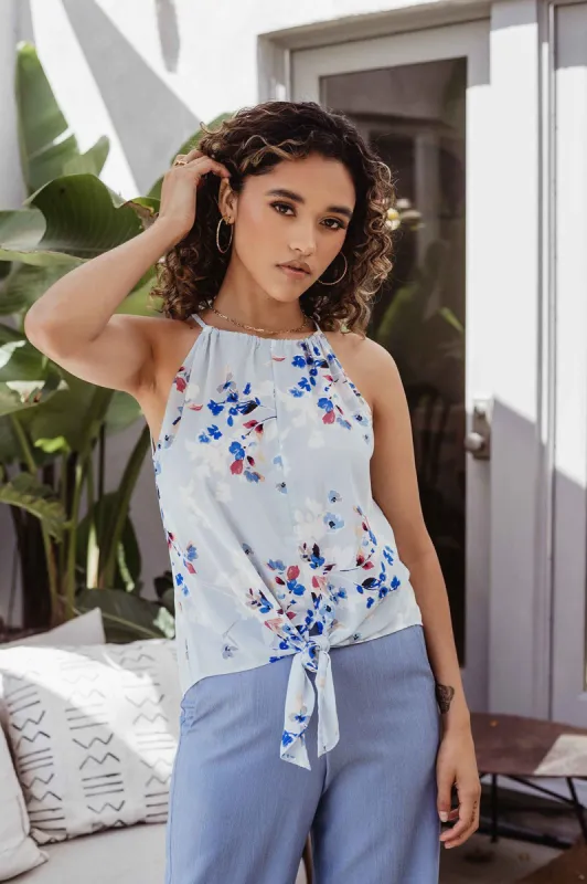 Fonda Floral Front Tie Halter Blouse - FINAL SALE sold by Veronica M