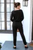 Black Long Sleeve V-Neck Stretch Jumpsuit-FINAL SALE sold by Veronica M