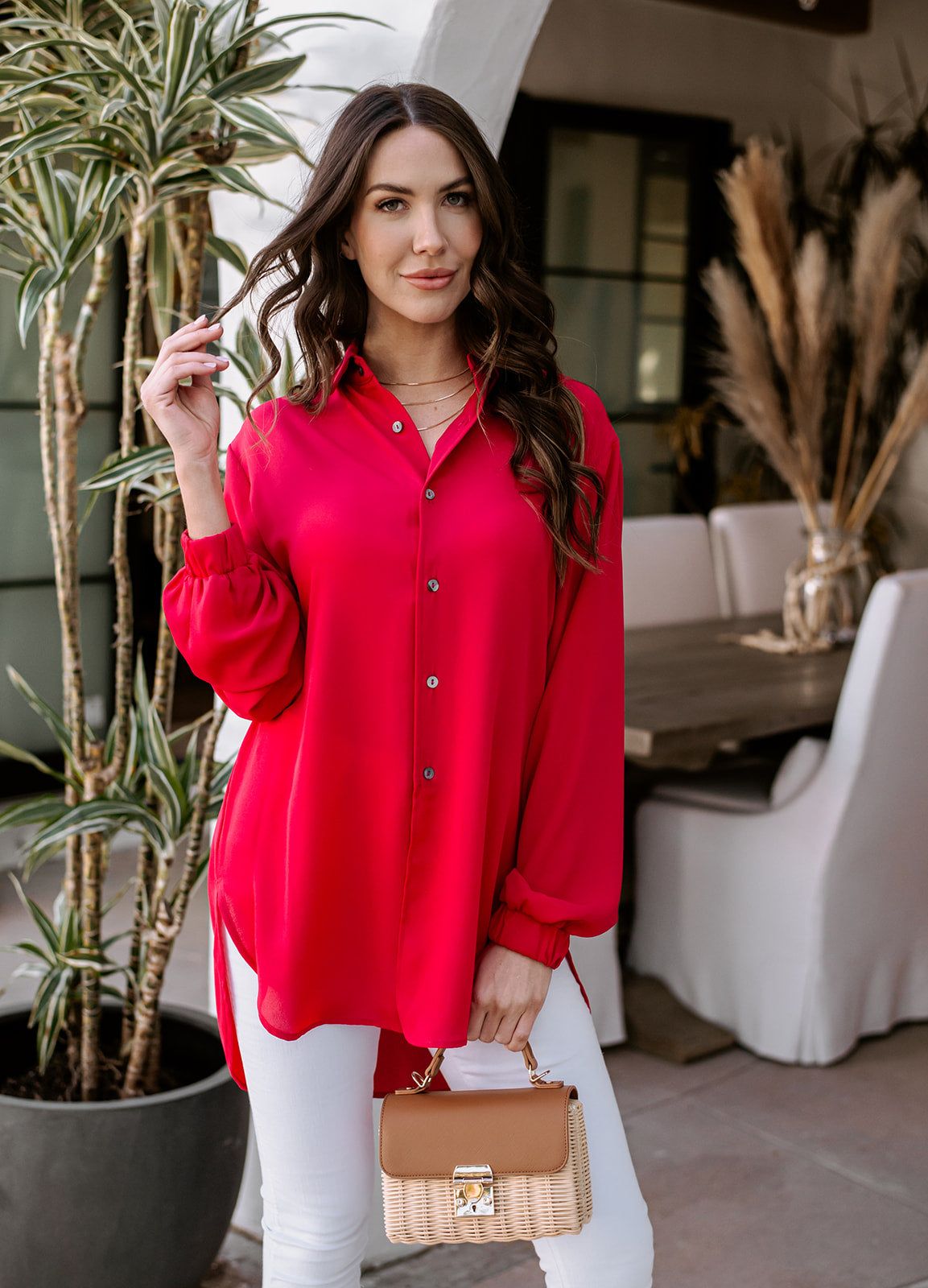 Oversized Fuschia Button-Down Blouse - FINAL SALE sold by Veronica M product image thumbnail 3