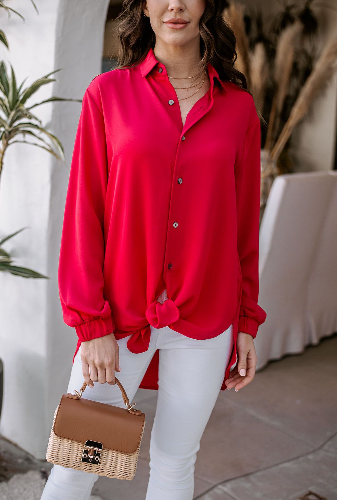 Oversized Fuschia Button-Down Blouse - FINAL SALE sold by Veronica M