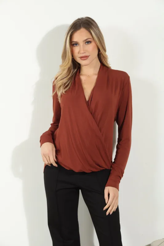 Spice Cupro Draped Surplice Top - BEST SELLER sold by Veronica M