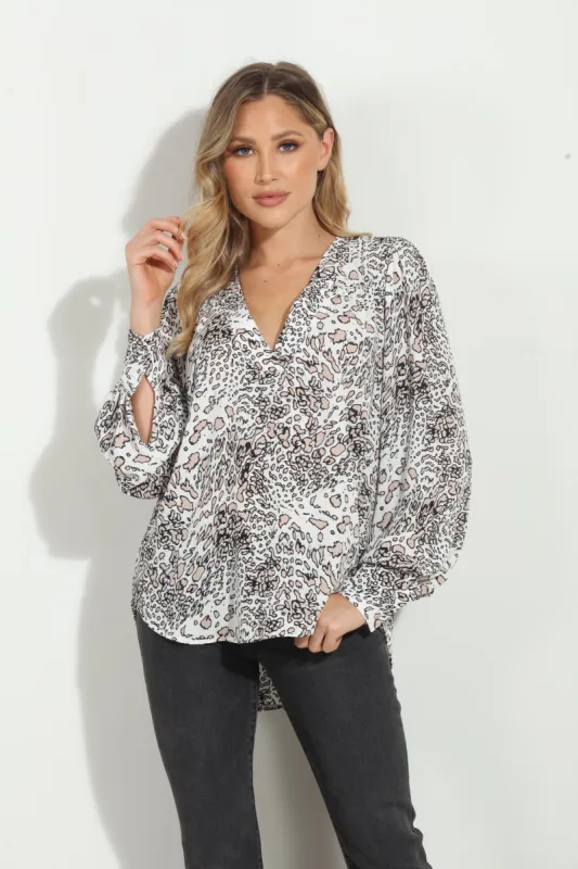 Libbie V Neck Puffed Sleeve Blouse-FINAL SALE sold by Veronica M