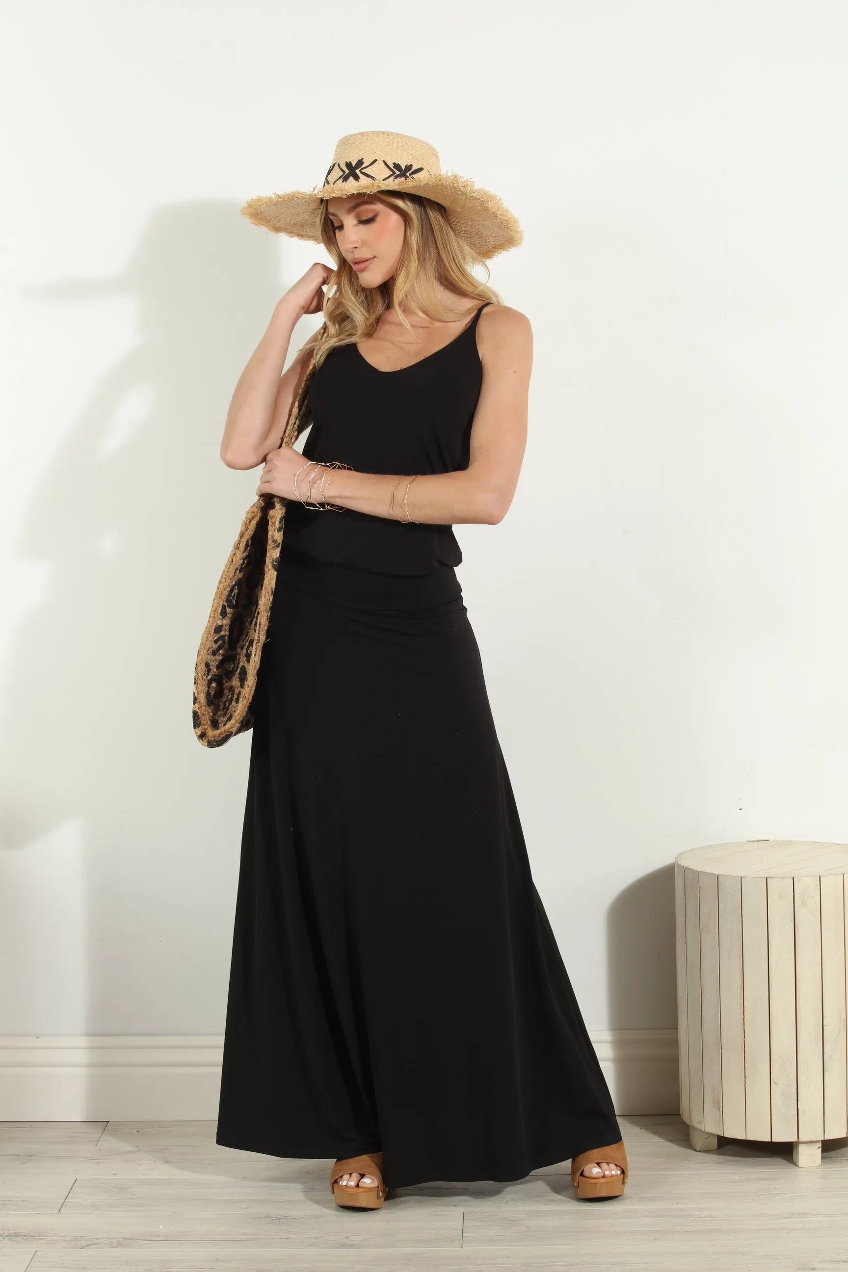 Black Stretch Drop Waist Maxi Dress-BEST SELLER sold by Veronica M product image thumbnail 5