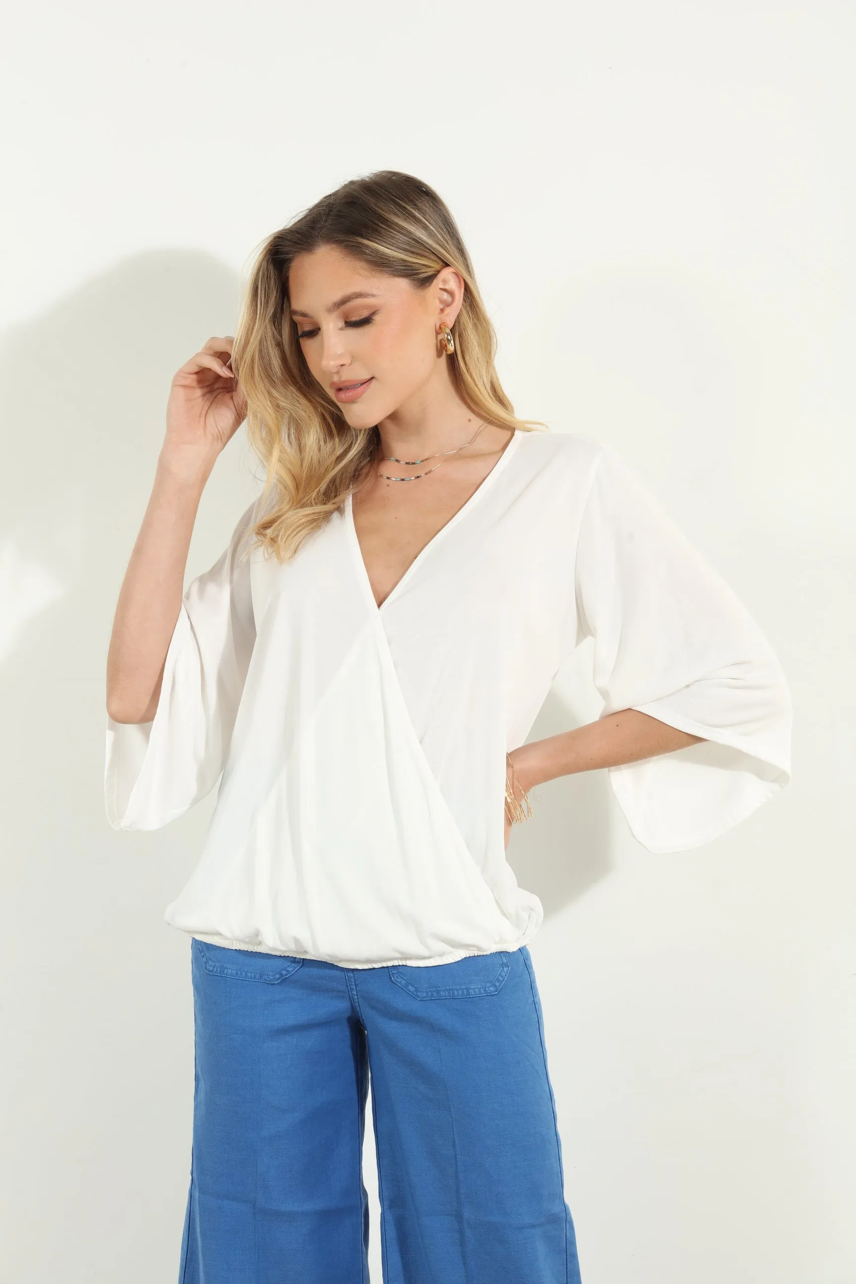 Ivory Cupro Surplice Top-FINAL SALE sold by Veronica M product image thumbnail 3