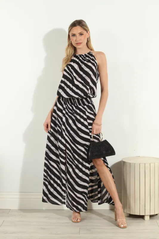 Fletcher Halter Double Slit Midi Dress-FINAL SALE sold by Veronica M